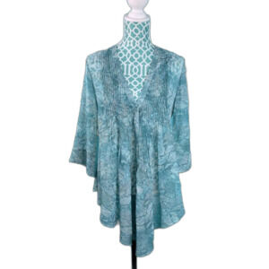 Beautiful snake print in teal/blue sheer blouse